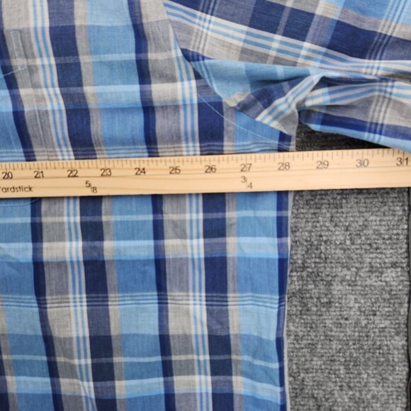 Brooks Brothers XXL Madison Blue Plaid Long Sleeve Button Up Non-iron All Cotton - Picture 6 of 16